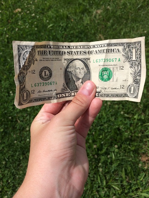billete de 1 dollar arrugado